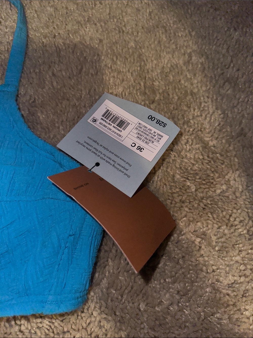 Shade & Shore Teal Blue Textured Bikini Top - Picture 2 of 4